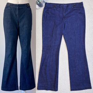 White House Black Market Mid‎ Rise Denim Trousers, Size 16L, Dark Wash